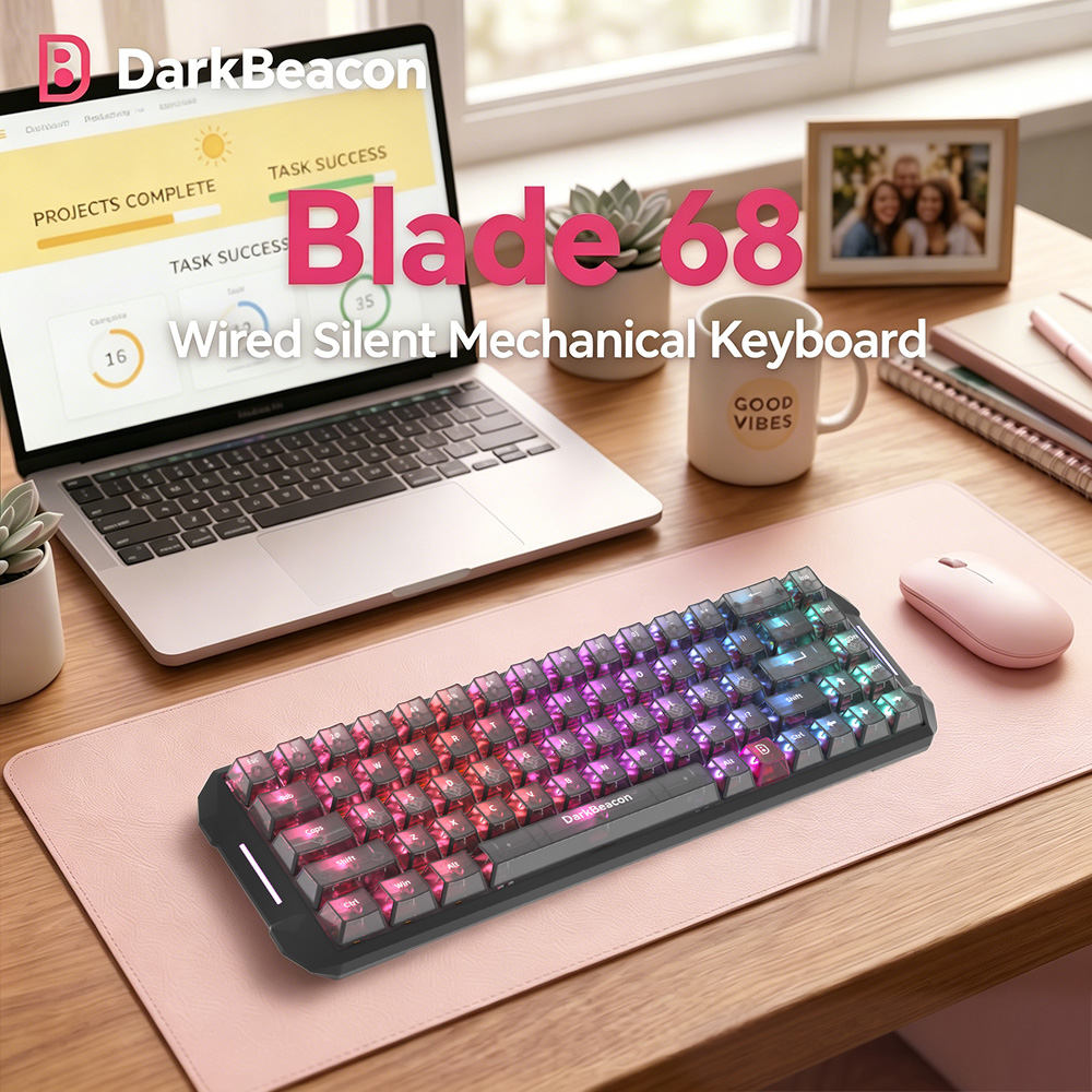 Gaming Keyboard That Is Quiet - DarkBeacon Blade 68 Wired Silent Mechanical