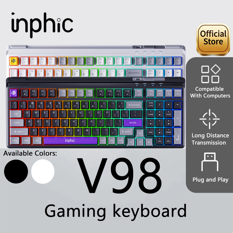 Gaming Keyboard No Noise - INPHIC V98 TYPE-C Keyboard Gaming Berkabel