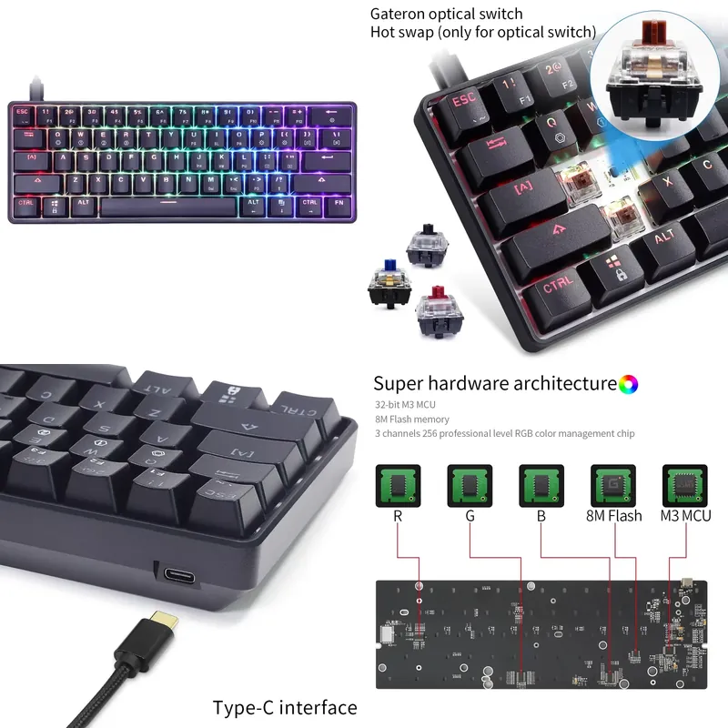 Gaming Keyboard Mechanical - Keyboard Mekanik Gaming Mini 60% Skyloong