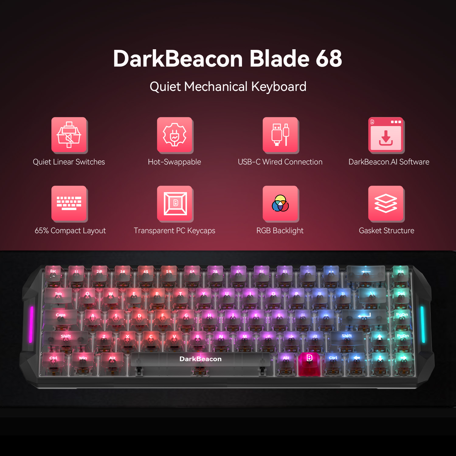 DarkBeacon Blade 68 Wired Sile - Gaming Keyboard That Is Quiet ulasan dan harga