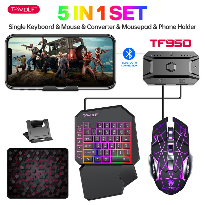 T-Wolf Tf950 5 in 1 Keyboard G - Gaming Keyboard 1 Hand ulasan dan harga