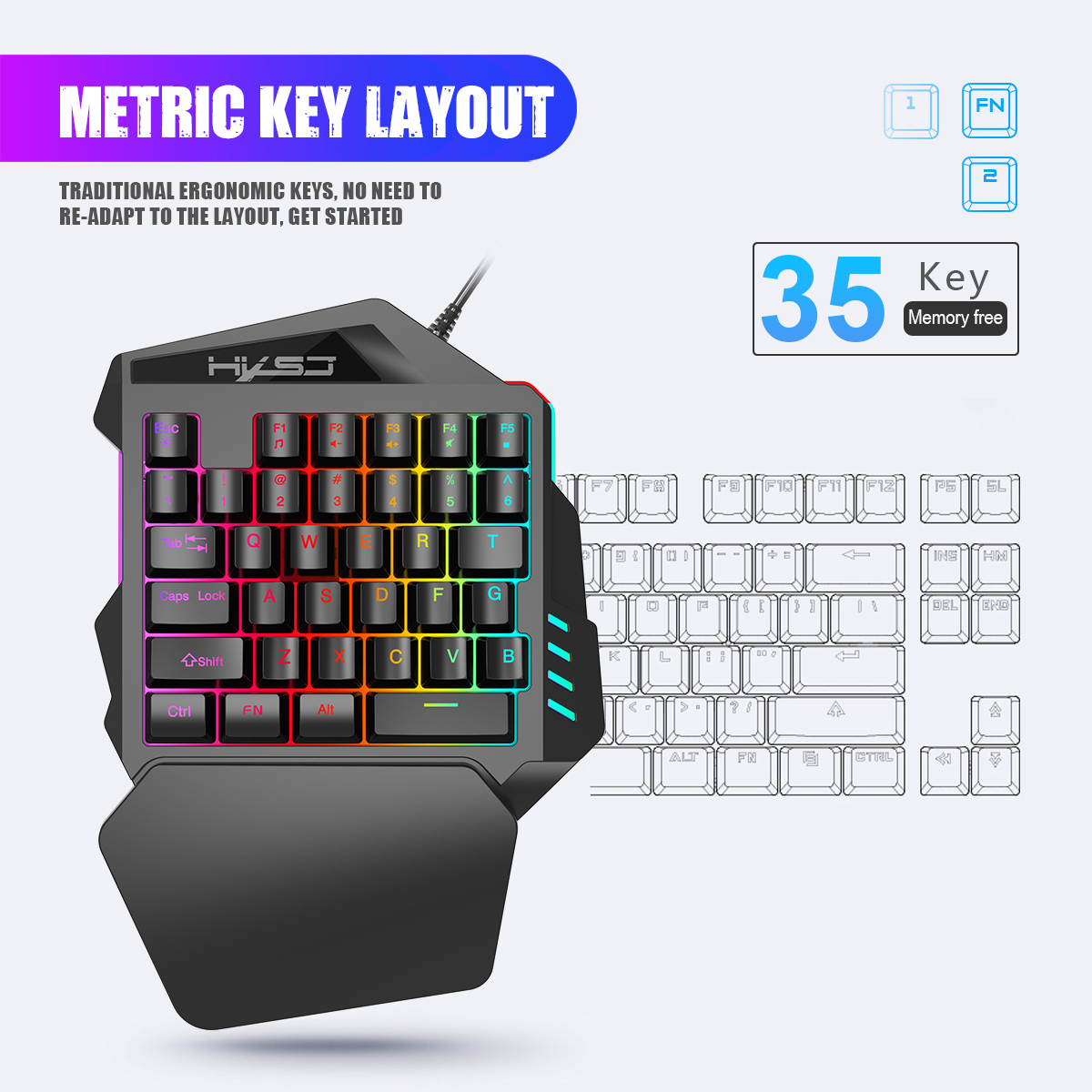 Keyboard game 35 tombol, Keybo - Gaming Keyboard 1 Hand ulasan dan harga