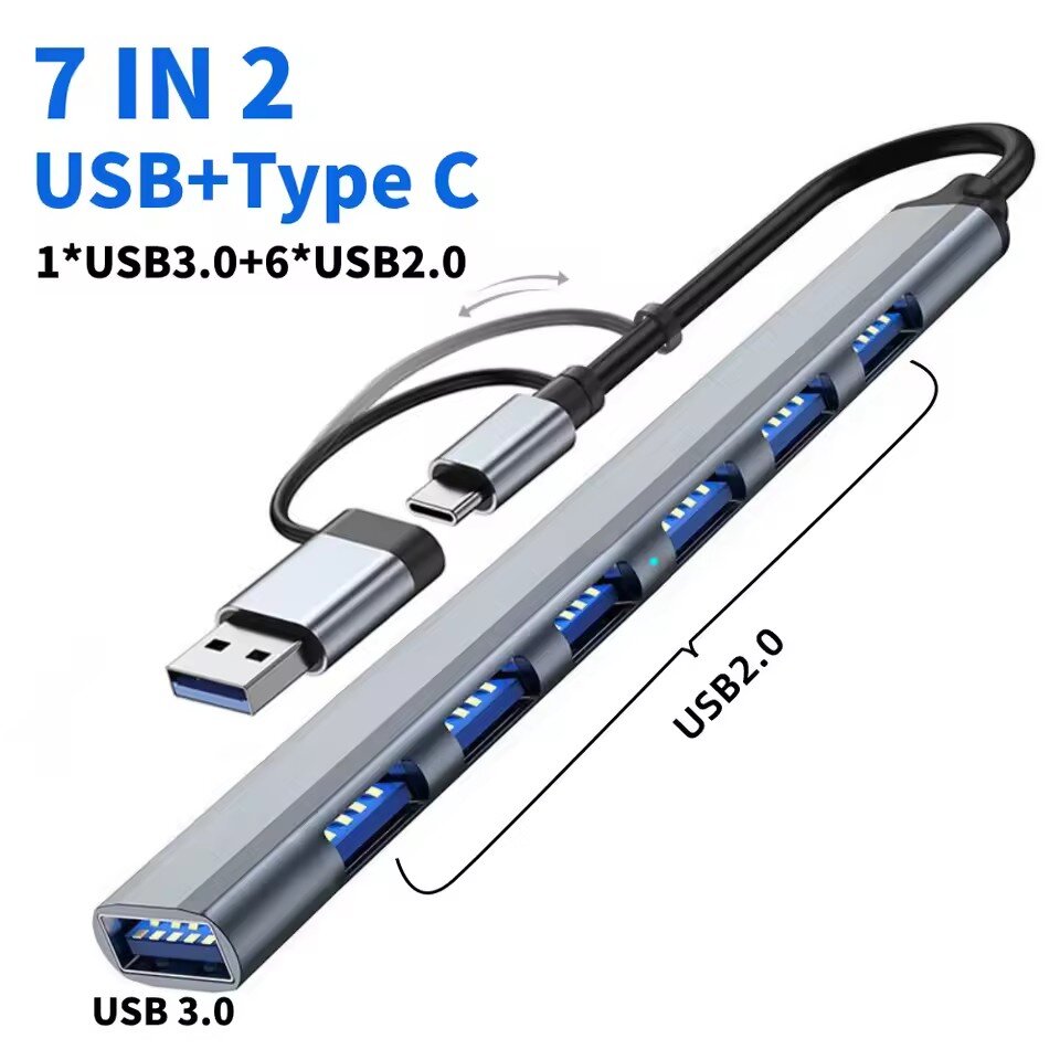 7 Port USB 3.0 Tipe C HUB Expa - Gaming Keyboard Type C ulasan dan harga